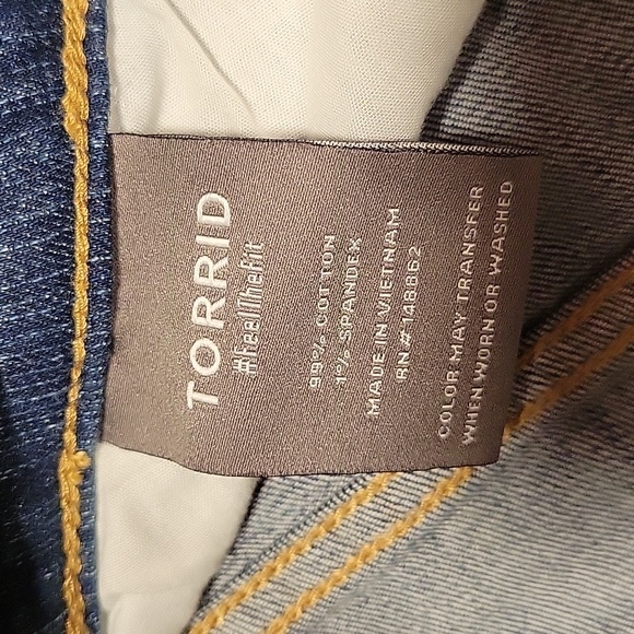 Torrid Perfect Super Flare Vintage Stretch Distressed Blue Flare Jeans - Picture 13 of 14